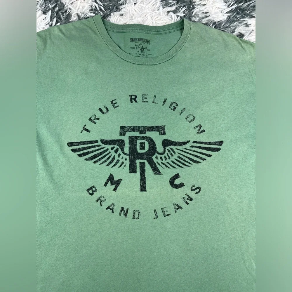 True Religion Men's Green Graphic T-Shirt Short Sleeve Size XL